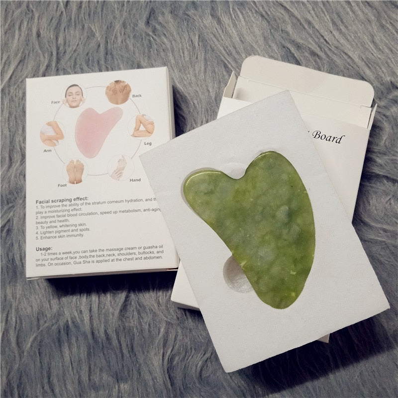 Natural Jade Gua Sha Scraper Board Massage Rose Quartz Jade Guasha