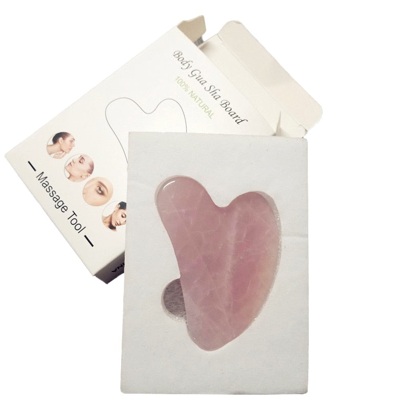 Natural Jade Gua Sha Scraper Board Massage Rose Quartz Jade Guasha